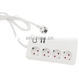 Universal EU Travel Extension Plug Socket 4 Outlets 2 USB Desktop Power Strip Surge Protector thumbnail-6