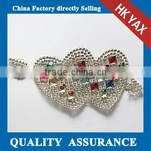 W0912 New Arrival Rhinestone Heart Appliques,flatback Rhinestone Heart Motifs thumbnail-1