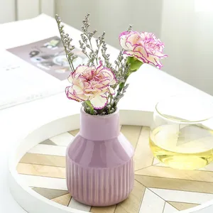 China Hand Made Small Cyan Red Light Yellow Ceramic Flower Vase For Bedroom And Hotel thumbnail-4