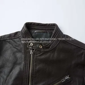 2021 New Fashion Classic Men's Washed Genuine Sheepskin Leather Jacket thumbnail-4