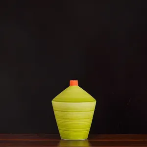 Nordic Modern Simple Hand Made Large Green Ceramic Flower Vase For Shopping Mall Decor thumbnail-3