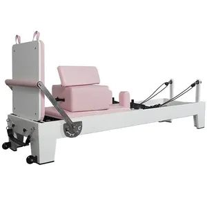 White Painted Oak Pink Pilates Reformer thumbnail-2