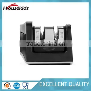 Kitchen Knife Sharpener 2 Stage Easy Grip Black Grey Finish Sharpening & Honing Straight Edge Stainless Steel Knives thumbnail-2