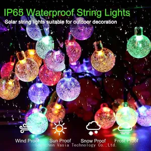 Warm White Solar Crystal Globe String Lights - Waterproof for Outdoor Landscape Garden Christmas Party Decor thumbnail-2