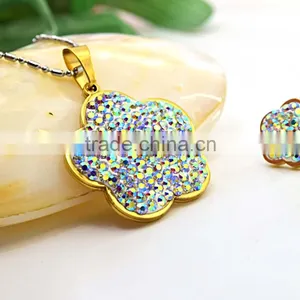 Jewelry Factory Wholesale Women Jewelry Earrings Colored Rhinestone Jewelry Set thumbnail-5