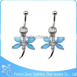 Newest Promotional Surgical Steel Hanging Jeweled Butterflies Belly Button Ring thumbnail-3