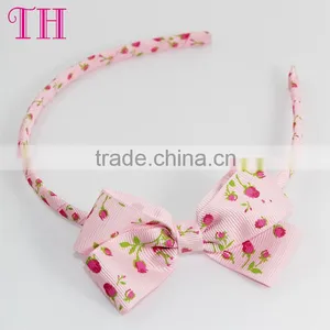 Fancy Hair Accessories Girls Hair Accessories Good Quality Kid Fancy Hair Bands Grosgrain Elastic Bow Headband Wholesaler thumbnail-4
