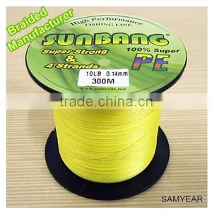 Sunbang Factory Wholesale Fishing Tackle Super Strong Braided Fishing Line Yellow 10lb 300m thumbnail-1