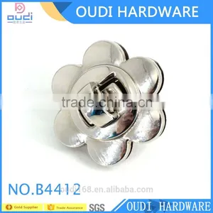 Shiny Nickel Flower Shape Bag Turn Lock Making Accessories thumbnail-1