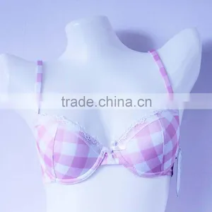 Lovely Cotton Bra With Grid Printing Cute Girls Bra thumbnail-1
