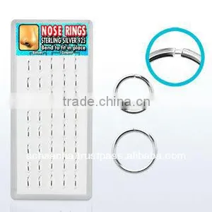 Display Box With 40 Pcs. of 925 Sterling Silver Seamless Nose Hoops, 18g (1mm) - Outer Diameter 5/16" & 3/8" (8mm - 10mm) thumbnail-1