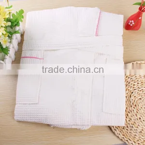 China Wholesale White 100% Cotton Bathrobes Waffles Hotel With Clolor Edge Quality Choice thumbnail-5