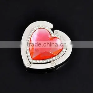 Fashion Zinc Alloy Heart Shape Rhinestone Purse Bag Hanger thumbnail-1
