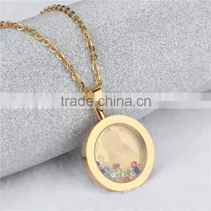 316L Stainless Steel Good Quality Cubic Zircon 24k Gold Pendant thumbnail-3