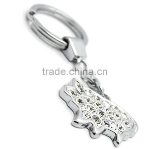 Crystal Diamond Metal Pig Shaped Keychain thumbnail-3