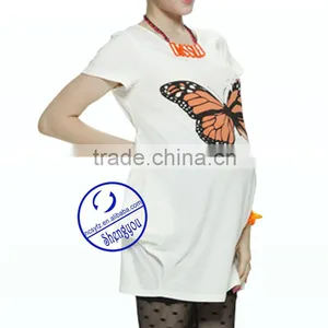 Custom Combed Cotton Jersey Printed Short Sleeve White Maternity t Shirt thumbnail-4