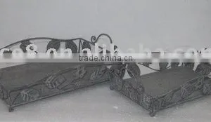 100774F- S/2 Rectangle Metal Leaves Basket thumbnail-1