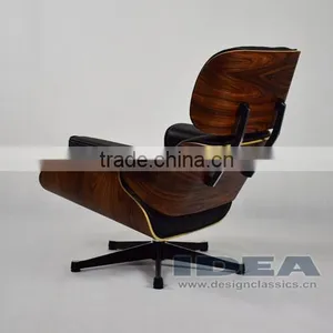 Replica Charles Lounge Chair Palisander Shell Black Leather thumbnail-3
