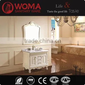 Floor Standing Nature Marble Counter-top Bathroom Wash Basin Oak Wood Vanity No.3089A thumbnail-1