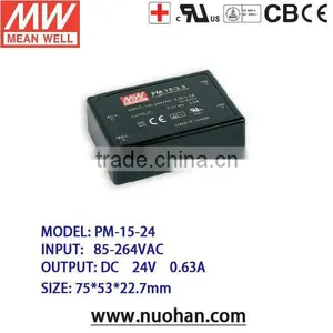 Meanwell 15W 24v Switching Power Supply PM-15-24 Medical Approved Power Supply 15w 24v thumbnail-1