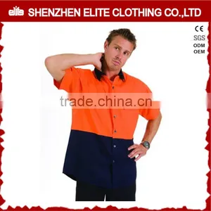 Custom Button up Work Two Tone Work Shirt Short Sleeve hi Vis thumbnail-1