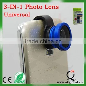 Wholesale Wide Angle&fisheye&Micro Clip 3 in 1 Lens for Samsung s4 Mobile Phone thumbnail-6