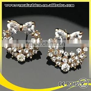 925 Silver Needle Cherry Flower Bow Shaped Small Size Earrings thumbnail-3