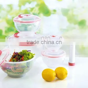 5pcs Plastic Vacuum Salad Bowl With Vacuum Pump thumbnail-1