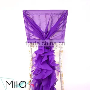 Purple Chiffon Chair Hood With Ruffles thumbnail-1