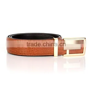 Gold Flat Belt Buckle Cheap Leather Belt For Men thumbnail-2