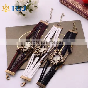 <<<2016 Vintage Excellent Clasps Woven Quartz Bangle Wrap For Unisex Love Gift Fashion Adjustable Leather Bracelets Watch / thumbnail-1