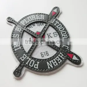 China Custom Logo Unique Felt Embroidery PU Badge thumbnail-2