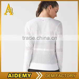 Long Sleeve Womens Tee Wholeasle Sports Mesh New Design Long Women t Shirts Sports Top Women Tee Sexy Yoga Tee Long Sleeve thumbnail-4