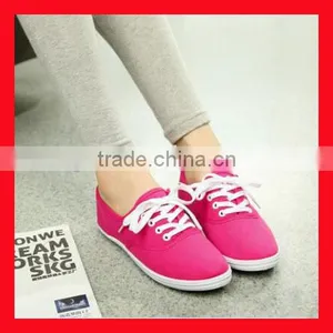 Hot Sale Rose Ladies Canvas Shoes With Lace up Simple Style thumbnail-1