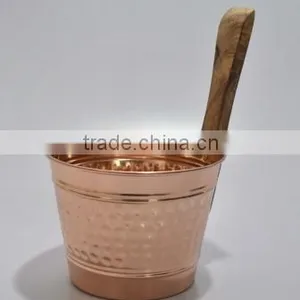 Solid Copper Buckets for Sauna Spa With Wooden Handle thumbnail-1