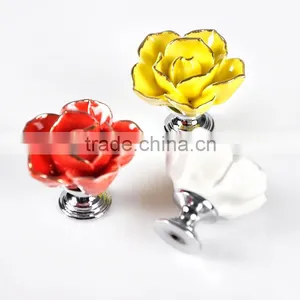Guangdong Factory Excellent White Ceramic Flower Rose Drawer Pulls thumbnail-5