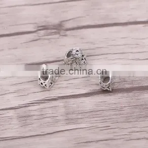 Hole Size About 5.0mm Antique Silver Plated MOM Heart Big Hole Beads Fit Bracelet DIY Necklace thumbnail-2