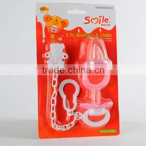 3PK High Quality Light Wooden Pacifier Clip Baby Pacifier With Plastic Clips thumbnail-1