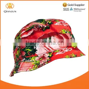 Red Blank Print Pattern Bucket Hat Cotton Floral Custom Printed Bucket Hats thumbnail-1