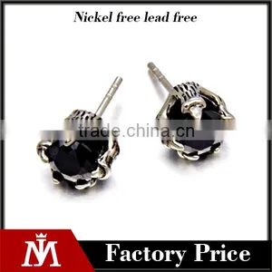 2016 New Design Stainless Steel Earring for Men Plaw With Black Stone Earring thumbnail-1