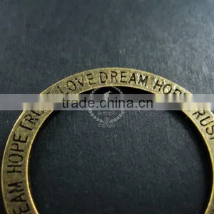 35mm Vintage Style Bronze Plated Alloy Round Circle Hope Trust Love Dream Engraved Pendant Charm DIY Supplies 1810203 thumbnail-4
