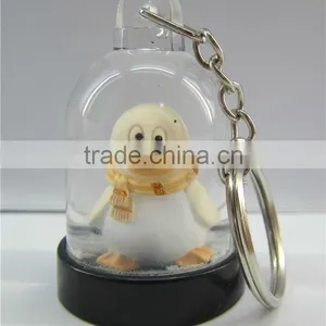 Plastic Snow Globe Penguin Key Chain thumbnail-1