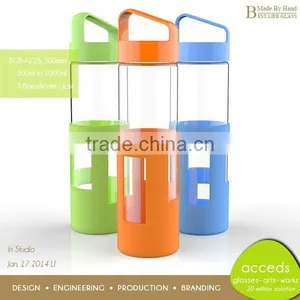 Pyrex Glass Bottle Drink With Colored Silicon Lid thumbnail-5
