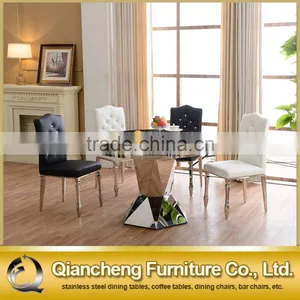 European Style 6 Seaters Stainless Steel Round Dining Table thumbnail-3