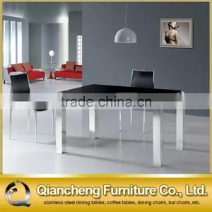 Simple Marble Top Dining Table With 4 Stainless Steel Legs thumbnail-3