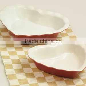 Hear-shape Ceramic Baking Dish Tray,Ceramic Baking Pan With Solid Color,Ceramic Bakeware Casserole thumbnail-1