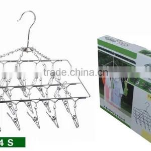 Stainless Steel Metal Clothes Hanger Socks Hanger Folding Drying Rack Hanger thumbnail-3
