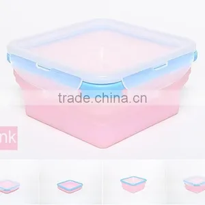 Small Microwave Safe Collapsible Salad Containers Silcone Lunch Box thumbnail-3