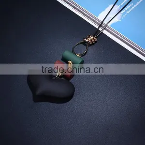 Korea Rubber Plated Heart Pendant Necklace Autumn Winter Long Necklace Heart Necklace for Lovers thumbnail-1