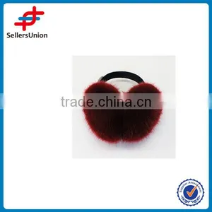Elegant Dark Red Faux Fox Fur Foldable Earmuffs thumbnail-1